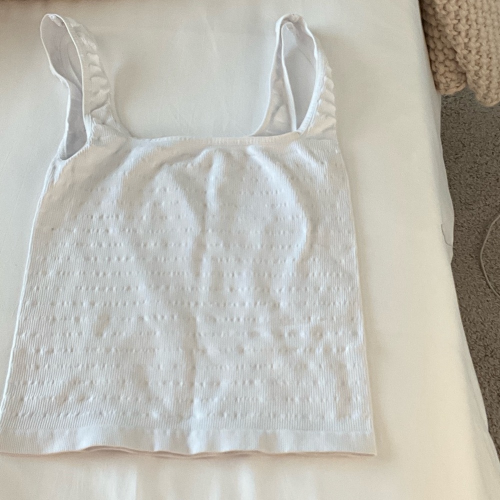 Free People White Textured Tank Top